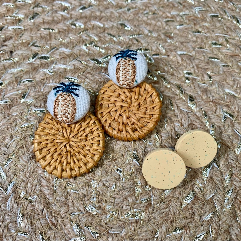CLOSET SALE Anthropology rattan / raffia earring set